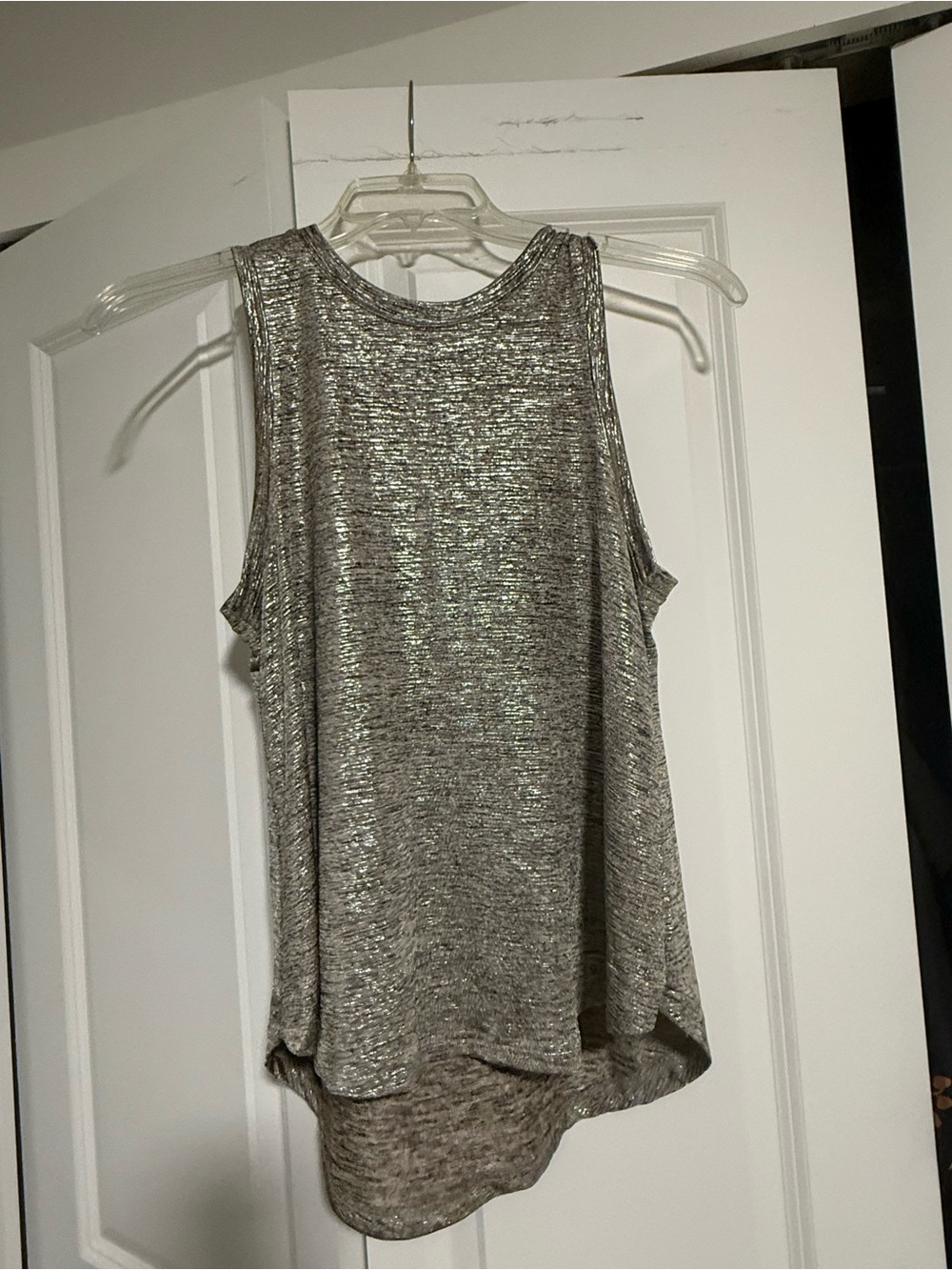 Deletta Silver Metallic Sleeveless Tank